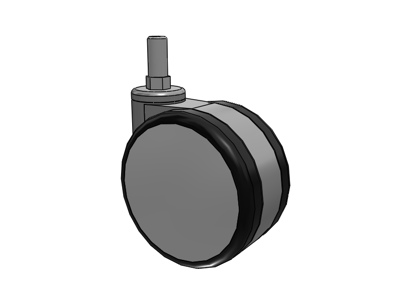 GRX Threaded Stem Aluminum/Black Swivel Caster with 4 Urethane Wheel