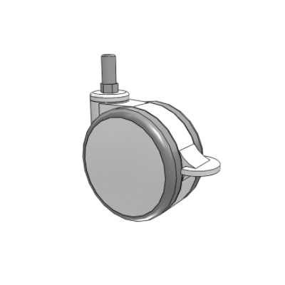 GRX Threaded Stem White/Grey Swivel Caster with 4 Urethane Wheel and Total Lock Brake