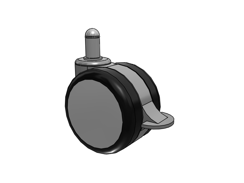 GRX Grip Ring Stem Aluminum/Black Swivel Caster with 2.5 Urethane Wheel and Tread Lock Brake