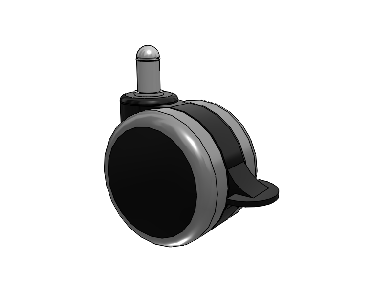 GRX Grip Ring Stem Black/Grey Swivel Caster with 2.5 Urethane Wheel and Tread Lock Brake
