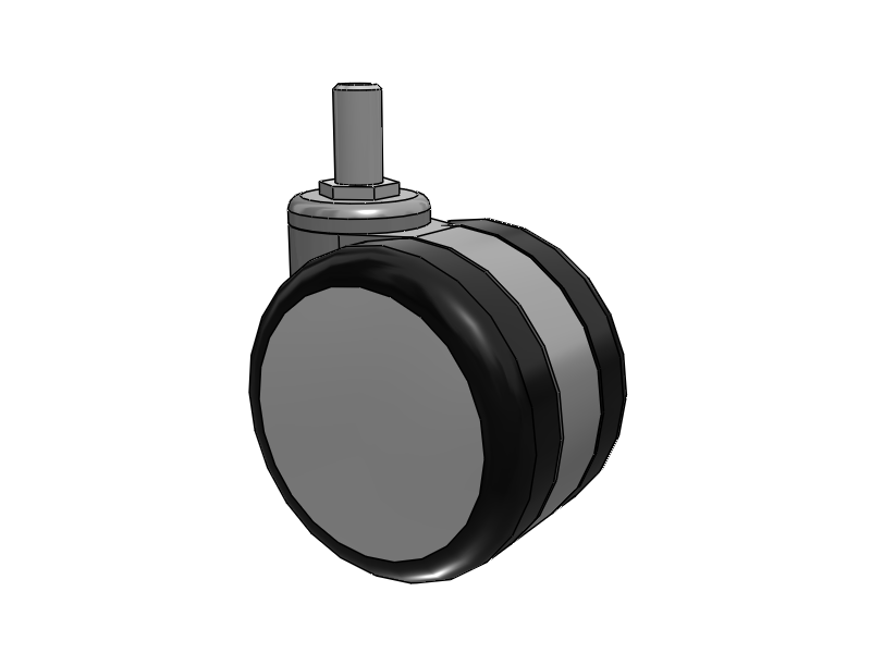 GRX Threaded Stem Aluminum/Black Swivel Caster with 2.5 Urethane Wheel