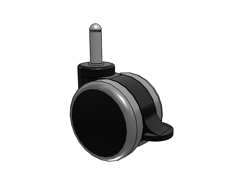 GRX Grip Ring Stem Black/Grey Swivel Caster with 3 Urethane Wheel and Total Lock Brake