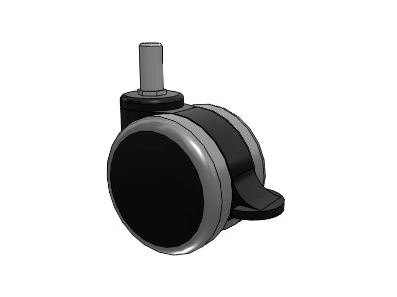 GRX Threaded Stem Black/Grey Swivel Caster with 3 Urethane Wheel and Total Lock Brake