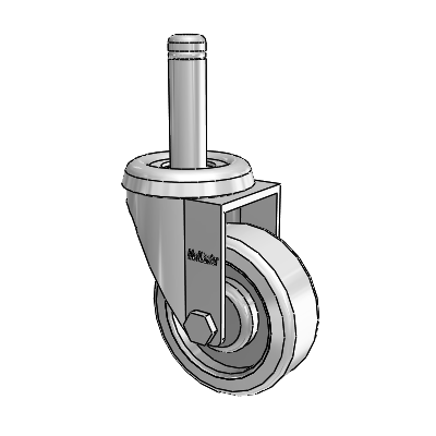 Razer Grip Ring Stem Swivel Caster with 2 x .75 Grey Rubber Wheel