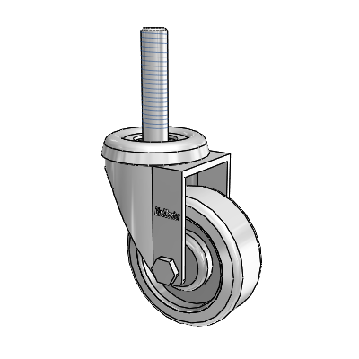 Razer Threaded Stem Swivel Caster with 2 x .75 Grey Rubber Wheel