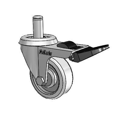 Razer Grip Ring Stem Swivel Caster with 2 x .75 Grey Rubber Wheel and Total Lock Brake