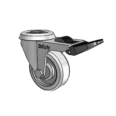 Razer Hollow Kingpin Swivel Caster with 2 x .75 Grey Rubber Wheel and Total Lock Brake