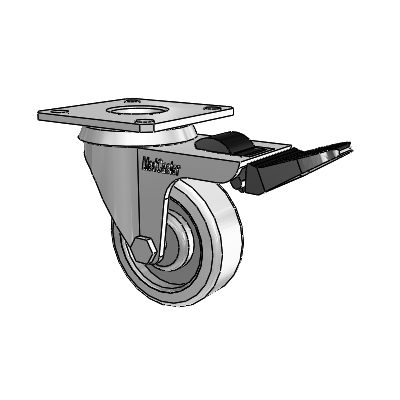 Razer Top Plate Swivel Caster with 2 x .75 Grey Rubber Wheel and Total Lock Brake