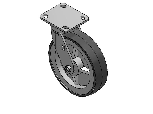 170 Series Top Plate Swivel Caster with 8 x 2 Grey Tread on Grey Polypropylene Core XA - Polyurethane (Polypropylene Core) Wheel