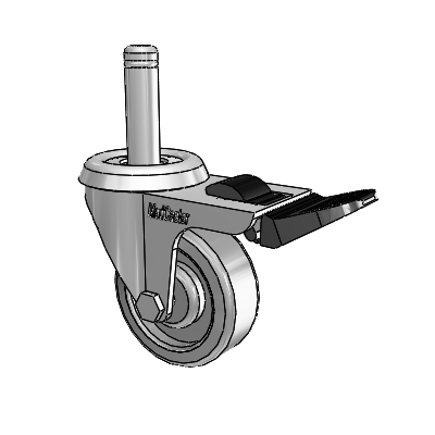Razer Grip Ring Stem Swivel Caster with 2 x .75 Grey TPR Wheel and Total Lock Brake