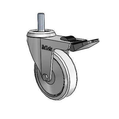 Razer Threaded Stem Swivel Caster with 3 x 0.8750 Grey Rubber Wheel and Total Lock Brake
