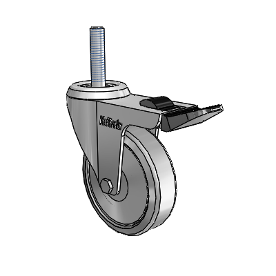 Razer Threaded Stem Swivel Caster with 3 x 0.8750 Grey TPR Wheel and Total Lock Brake