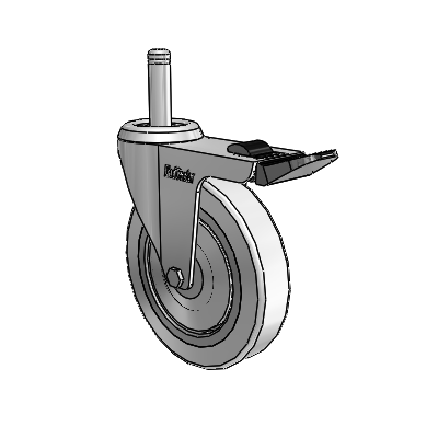 Razer Grip Ring Stem Swivel Caster with 4 x 0.8750 Grey Rubber Wheel and Total Lock Brake