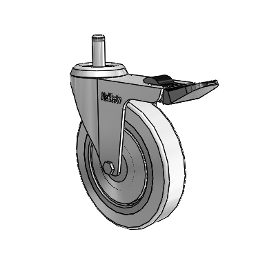 Razer Grip Ring Stem Swivel Caster with 4 x 0.8750 Grey Rubber Wheel and Total Lock Brake