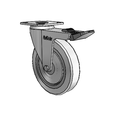 Razer Top Plate Swivel Caster with 4 x 0.8750 Grey Rubber Wheel and Total Lock Brake