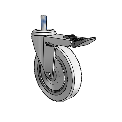 Razer Threaded Stem Swivel Caster with 4 x 0.8750 Grey Rubber Wheel and Total Lock Brake