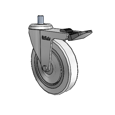 Razer Threaded Stem Swivel Caster with 4 x 0.8750 Grey Rubber Wheel and Total Lock Brake