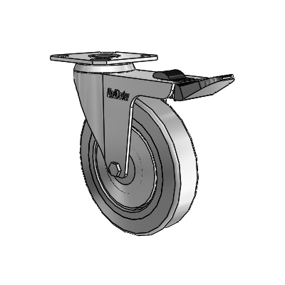Razer Top Plate Swivel Caster with 4 x 0.8750 Grey TPR Wheel and Total Lock Brake