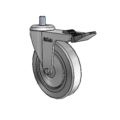 Razer Threaded Stem Swivel Caster with 4 x 0.8750 Grey TPR Wheel and Total Lock Brake