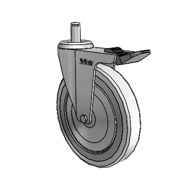 Razer Grip Ring Stem Swivel Caster with 5 x 0.8750 Grey Rubber Wheel and Total Lock Brake