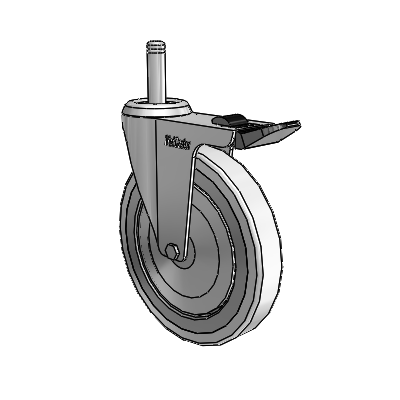 Razer Grip Ring Stem Swivel Caster with 5 x 0.8750 Grey Rubber Wheel and Total Lock Brake