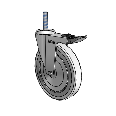 Razer Threaded Stem Swivel Caster with 5 x 0.8750 Grey Rubber Wheel and Total Lock Brake