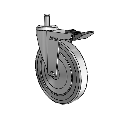 Razer Grip Ring Stem Swivel Caster with 5 x 0.8750 Grey TPR Wheel and Total Lock Brake