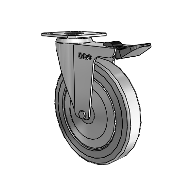 Razer Top Plate Swivel Caster with 5 x 0.8750 Grey TPR Wheel and Total Lock Brake