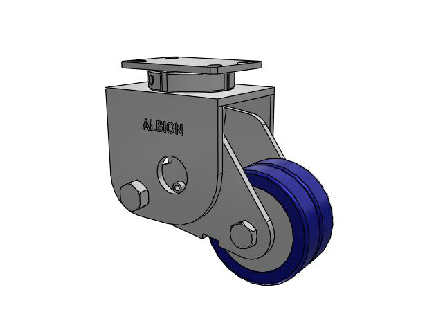 S310 Series Kingpinless Top Plate Swivel Caster with 6 x 3 Blue Tread on Aluminum Core EZ - Swivel-EAZ (Flat) Wheel