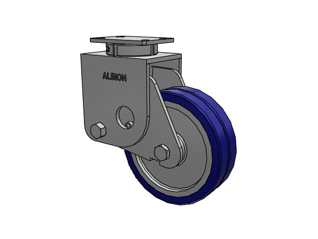 S310 Series Kingpinless Top Plate Swivel Caster with 10 x 3 Blue Tread on Aluminum Core EZ - Swivel-EAZ (Flat) Wheel
