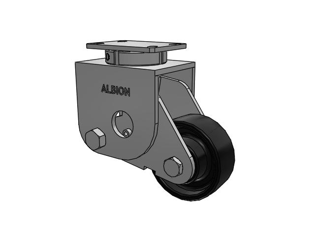 S310 Series Kingpinless Top Plate Swivel Caster with 6 x 2.5 Black Paint FR - Ductile Iron Crowned Tread Wheel