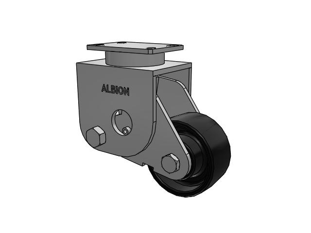 S310 Series Kingpinless Top Plate Rigid Caster with 6 x 3 Black Paint FR - Ductile Iron Crowned Tread Wheel