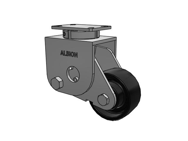 S310 Series Kingpinless Top Plate Swivel Caster with 6 x 3 Black Paint FR - Ductile Iron Crowned Tread Wheel