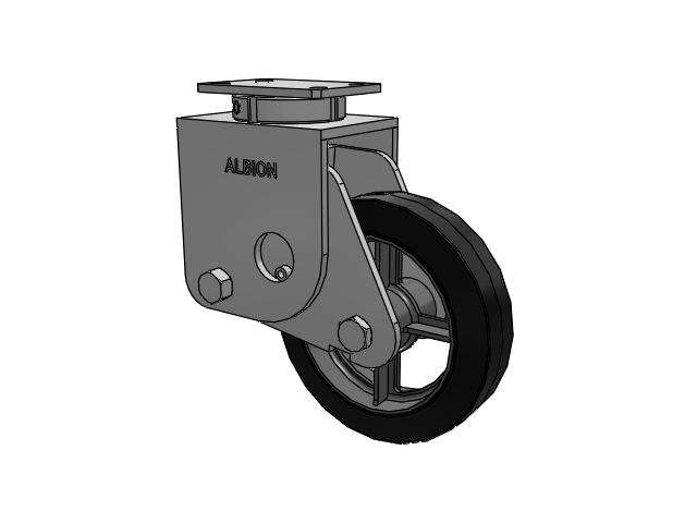 S310 Series Kingpinless Top Plate Swivel Caster with 10 x 2.5 Black Tread on Cast Iron Core MH - Moldon Rubber Heavy Duty (Cast Iron Core) Wheel