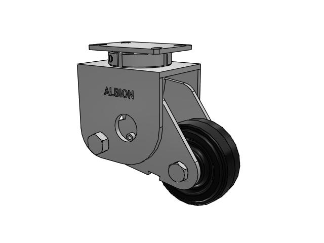 S310 Series Kingpinless Top Plate Swivel Caster with 6 x 2.5 Black Tread on Black Enamel Core MR - Moldon Rubber (Cast Iron Core) Wheel