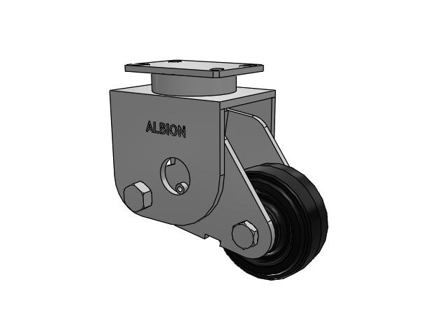 S310 Series Kingpinless Top Plate Rigid Caster with 6 x 2.5 Black Tread on Black Enamel Core MR - Moldon Rubber (Cast Iron Core) Wheel
