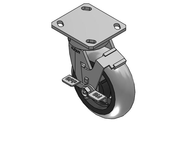 170 Series Top Plate Swivel Caster with 6 x 2 Grey Tread on Grey Core XP - X-treme Plus Solid Polyurethane Wheel and Face Brake