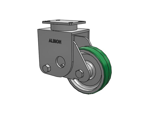 S310 Series Kingpinless Top Plate Rigid Caster with 8 x 2.5 Green Tread on Aluminum Core PD - Polyurethane (Aluminum Core) Wheel