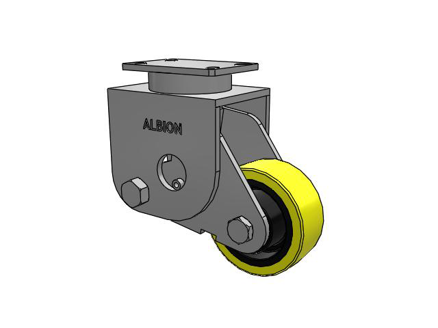 S310 Series Kingpinless Top Plate Rigid Caster with 6 x 2.5 Yellow Tread on Black Cast Iron Core PF - Polyurethane (Heavy Duty Cast Iron Core) Wheel