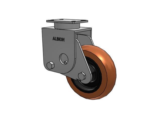 S310 Series Kingpinless Top Plate Rigid Caster with 10 x 3 Red-Brown Tread on Black Cast Iron Core PR - Round Polyurethane (Cast Iron Core) Wheel