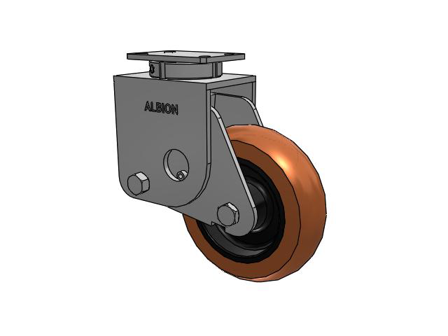 S310 Series Kingpinless Top Plate Swivel Caster with 10 x 3 Red-Brown Tread on Black Cast Iron Core PR - Round Polyurethane (Cast Iron Core) Wheel