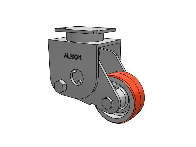 S310 Series Kingpinless Top Plate Rigid Caster with 6 x 2.5 Red-Orange Tread on Cast Iron Core PY - Polyurethane (Cast Iron Core) Wheel