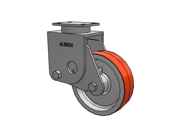 S310 Series Kingpinless Top Plate Rigid Caster with 10 x 3 Red-Orange Tread on Cast Iron Core PY - Polyurethane (Cast Iron Core) Wheel
