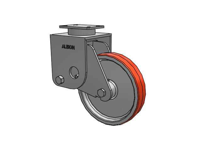S310 Series Kingpinless Top Plate Rigid Caster with 12 x 2.5 Red-Orange Tread on Cast Iron Core PY - Polyurethane (Cast Iron Core) Wheel