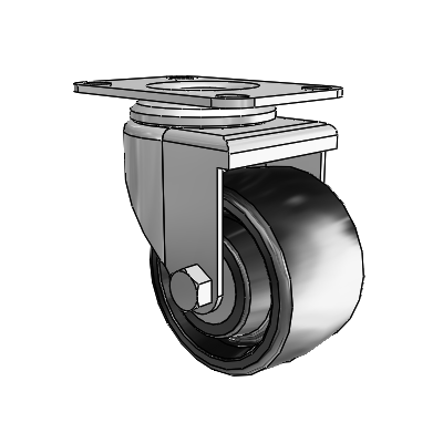 Business Machine Casters Top Plate Swivel Zinc with 3 x 1.8125 Black Glass Filled Nylon Wheel