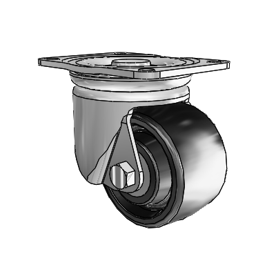 Business Machine Casters Top Plate Swivel Zinc with 3 x 1.8125 Black Glass Filled Nylon Wheel