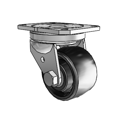 Business Machine Casters Top Plate Swivel Zinc with 3 x 1.8125 Black Glass Filled Nylon Wheel