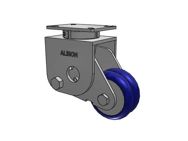 S410 Series Kingpinless Top Plate Swivel Caster with 6 x 3 Blue Tread on Aluminum Core EY - Swivel-EAZ (Crown) Wheel