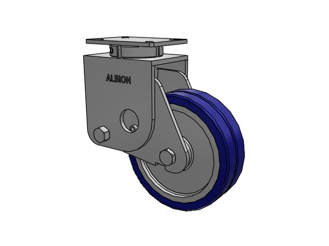 S410 Series Kingpinless Top Plate Swivel Caster with 10 x 3 Blue Tread on Aluminum Core EZ - Swivel-EAZ (Flat) Wheel