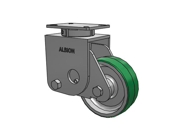 S410 Series Kingpinless Top Plate Swivel Caster with 8 x 3 Green Tread on Aluminum Core PD - Polyurethane (Aluminum Core) Wheel